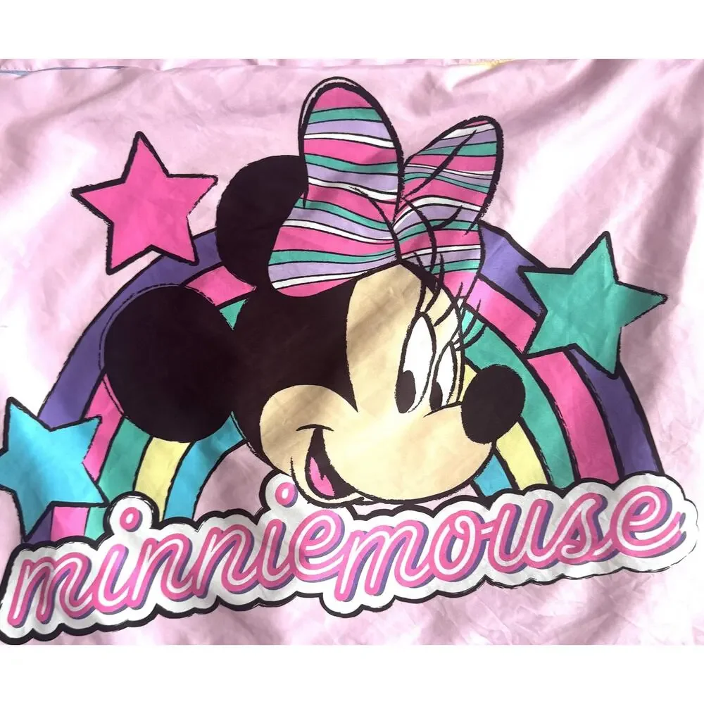 Disney Vintage Minnie Mouse Pillow Sham and Pillow Case (set of 2) Pink Purple